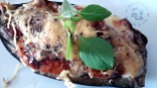 Aubergine farcie tomate coppa aux 2 fromages